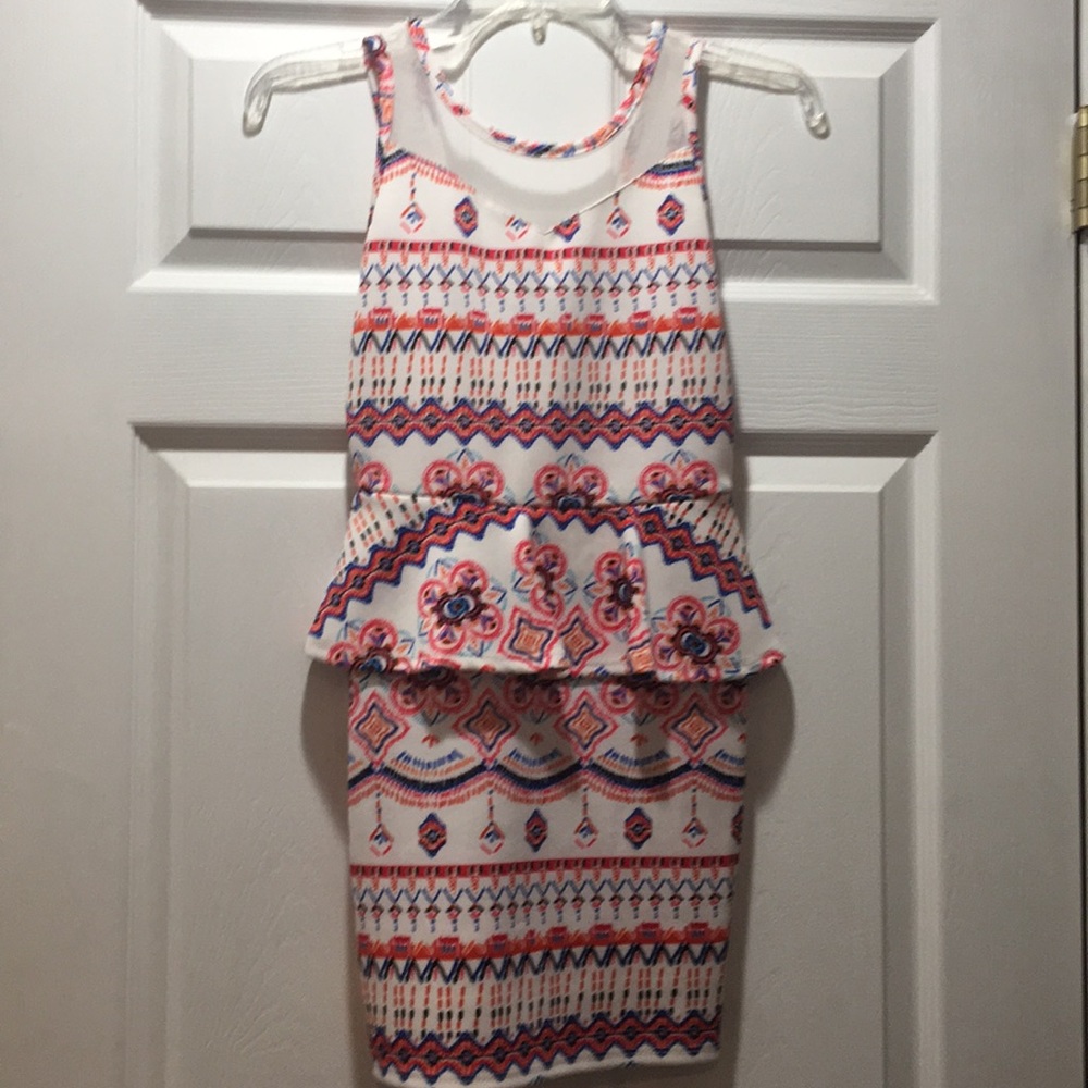 Very cute Pink Crush girls peplum patterned dress